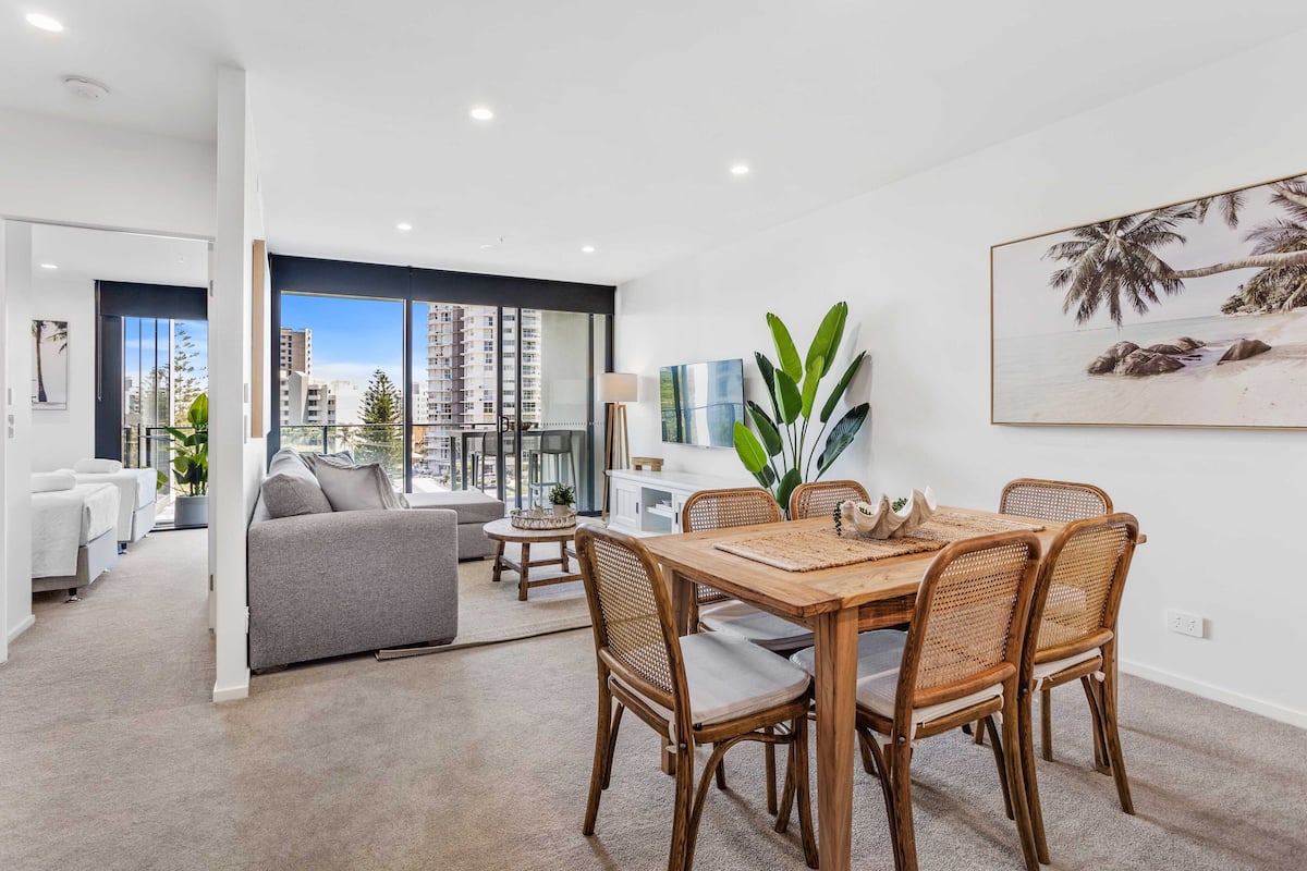 Two Bedroom Two Bathroom Ocean View Apartment - Level 5 | Living area | 45-inch Smart TV with cable channels
