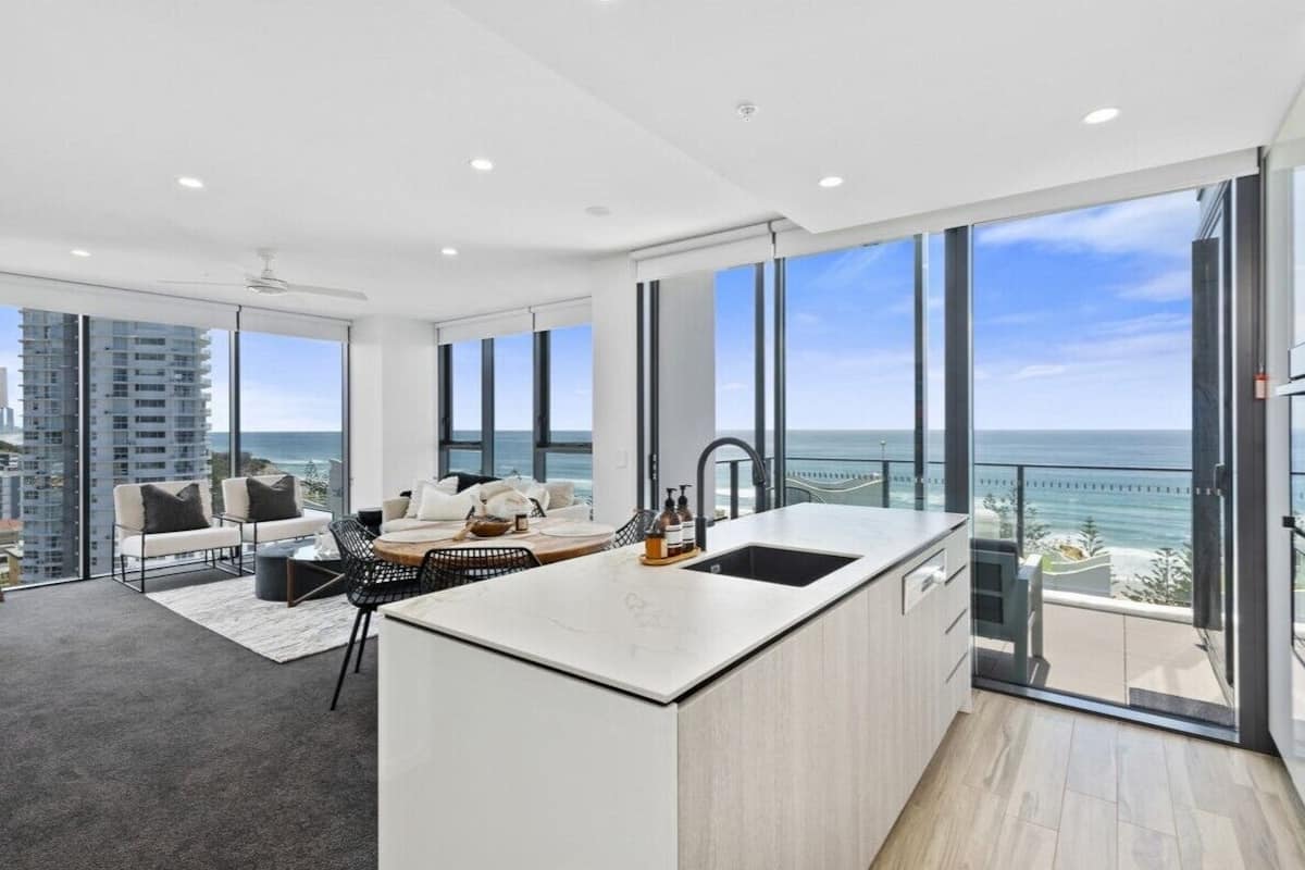 Two Bedroom Two Bathroom Ocean View Apartment - Level 13 | Private kitchen | Full-size fridge, microwave, oven, stovetop