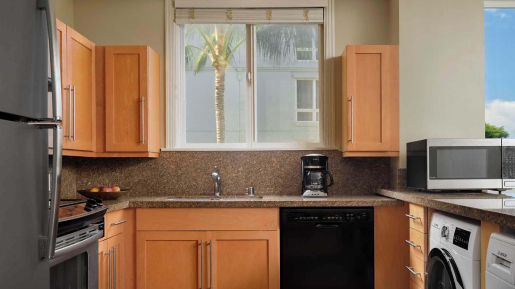 Fridge, microwave, stovetop, dishwasher