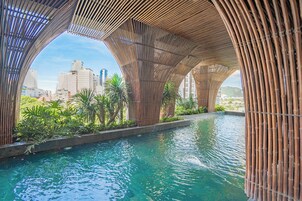 3 indoor pools, outdoor pool, open 5:00 AM to 10:00 PM, pool loungers