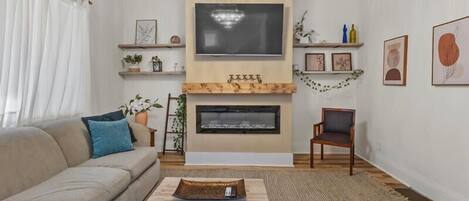 TV, fireplace, offices