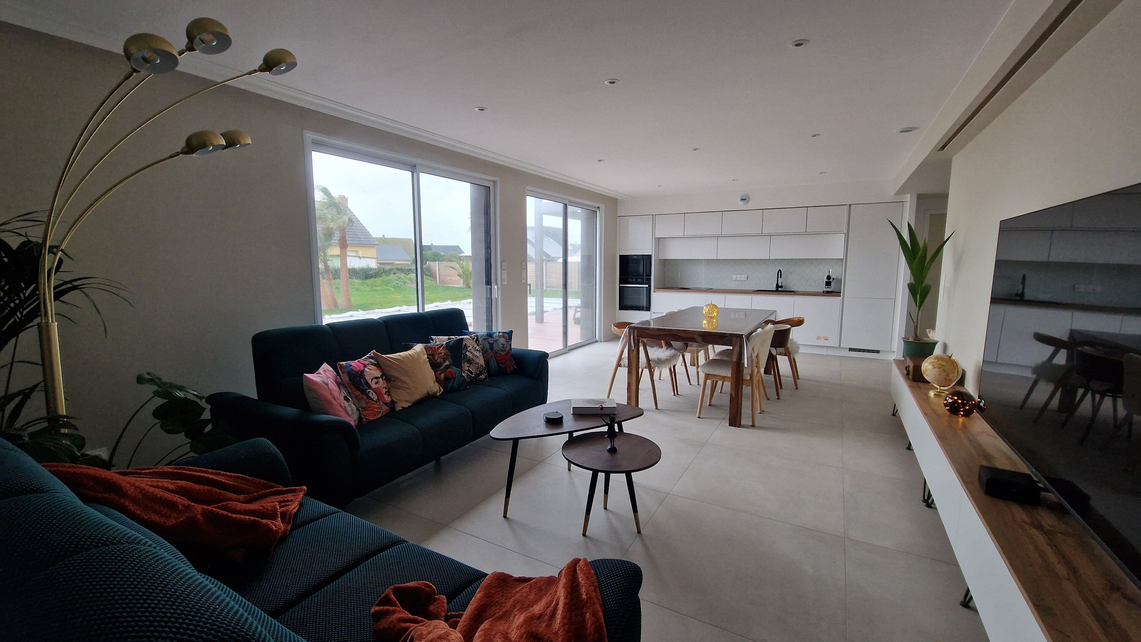 智能電視、壁爐、書籍