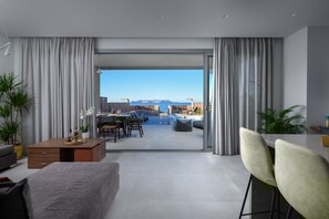 Villa, 3 Bedrooms, Sea View | Living room | 52-inch Smart TV with satellite channels - Anasa Luxury Villas (Hersonissos)