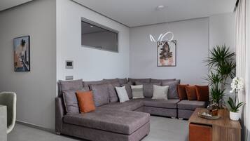 Villa, 3 Bedrooms, Sea View | Living area | 52-inch Smart TV with satellite channels