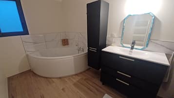 Hair dryer, towels, toilet paper