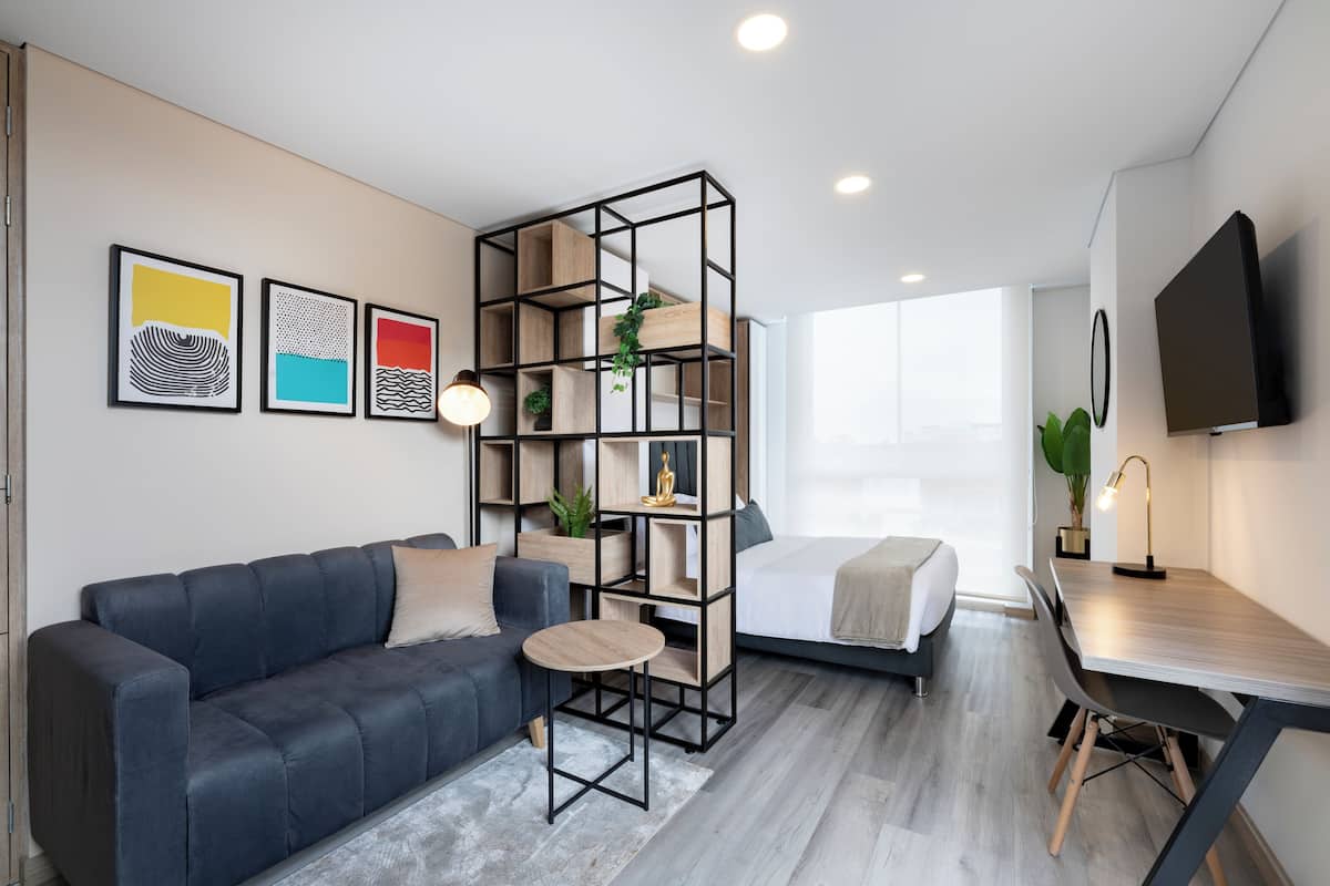 Panoramic Studio | Living area | 43-inch LED TV with digital channels, Netflix, streaming services