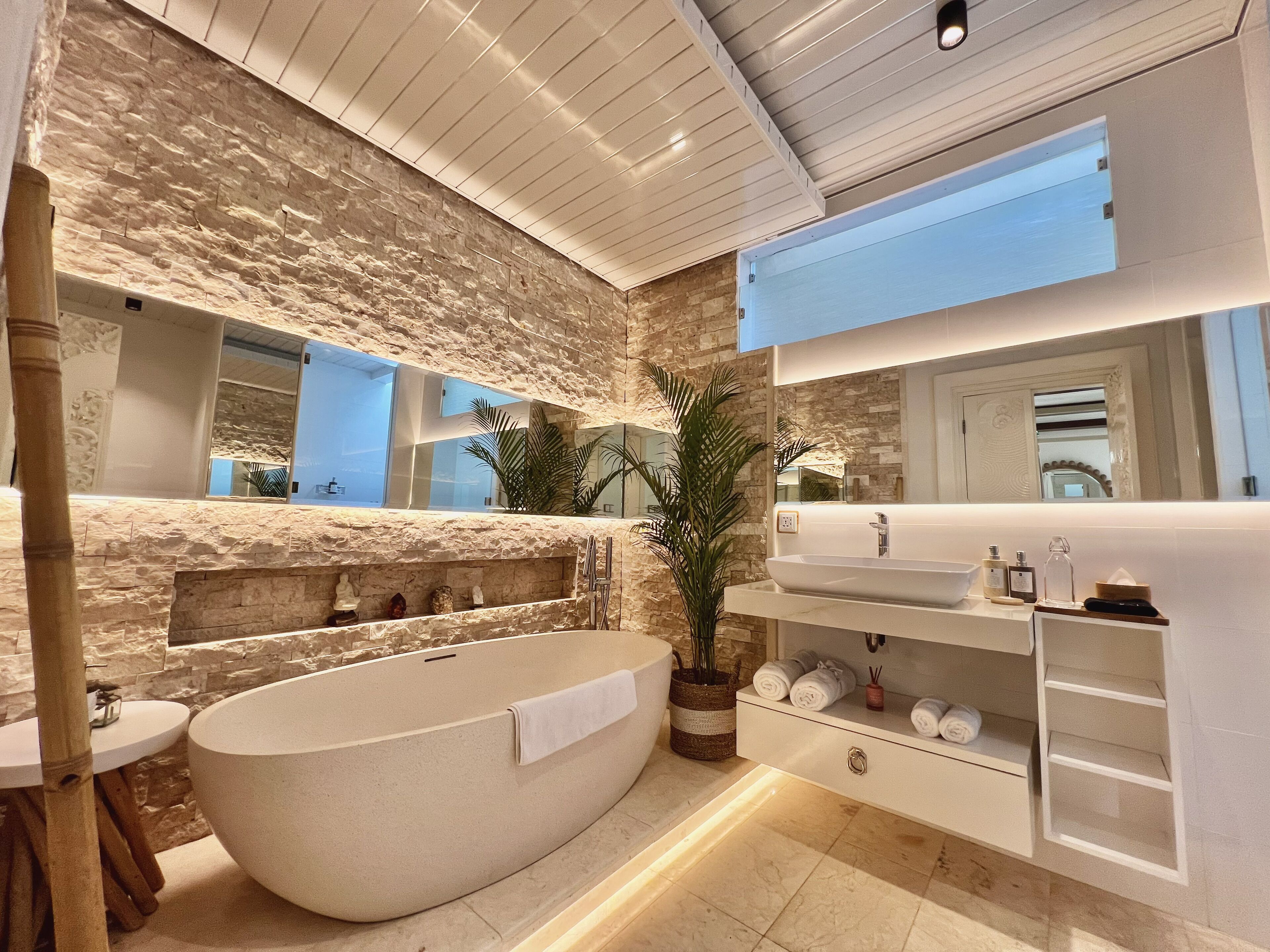 Deluxe Villa, 2 Bedrooms, Poolside | Bathroom | Eco-friendly toiletries, hair dryer, bathrobes, slippers