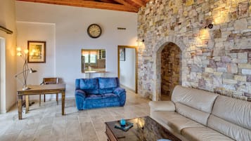 Télévision, cheminée, espaces bureaux