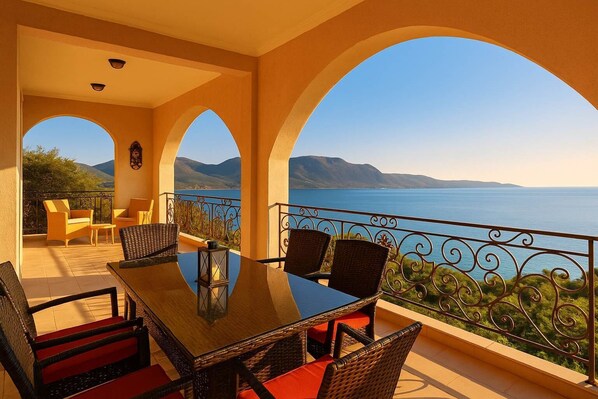 Outdoor dining - Filistron Seaview Bliss - Coastal Charm Hideaway (Taktikoupoli)