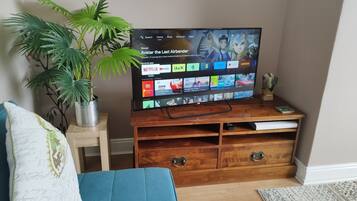 Smart TV, fireplace, stereo