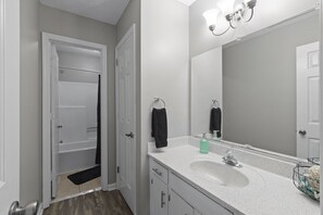 Hair dryer, towels, toilet paper