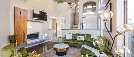 Smart TV, fireplace, video games, ping pong