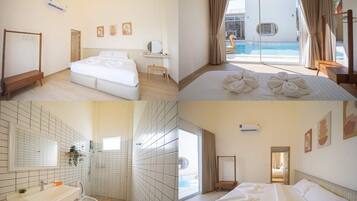 Family Villa | Bathroom | Shower, hydromassage showerhead, free toiletries, hair dryer