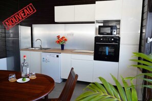 Fridge, microwave, oven, dishwasher