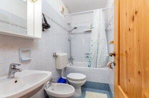Secador de cabelo, toalhas de banho, papel higiênico 
