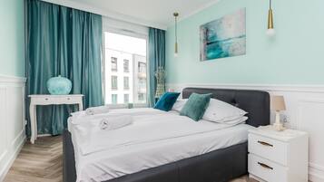 Apartamento luxo | 1 quarto, roupas de cama antialérgicas, individualmente decorados