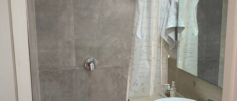 Shower, bidet, towels, soap