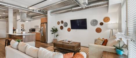 Condo, Multiple Beds, Patio, City View ((R02) 3198 Blake St. Unit 203) | Living area | TV