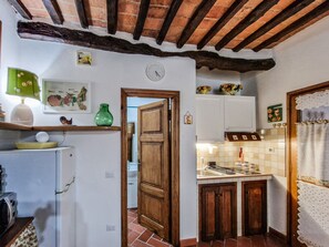 Fridge, stovetop, cookware/dishes/utensils