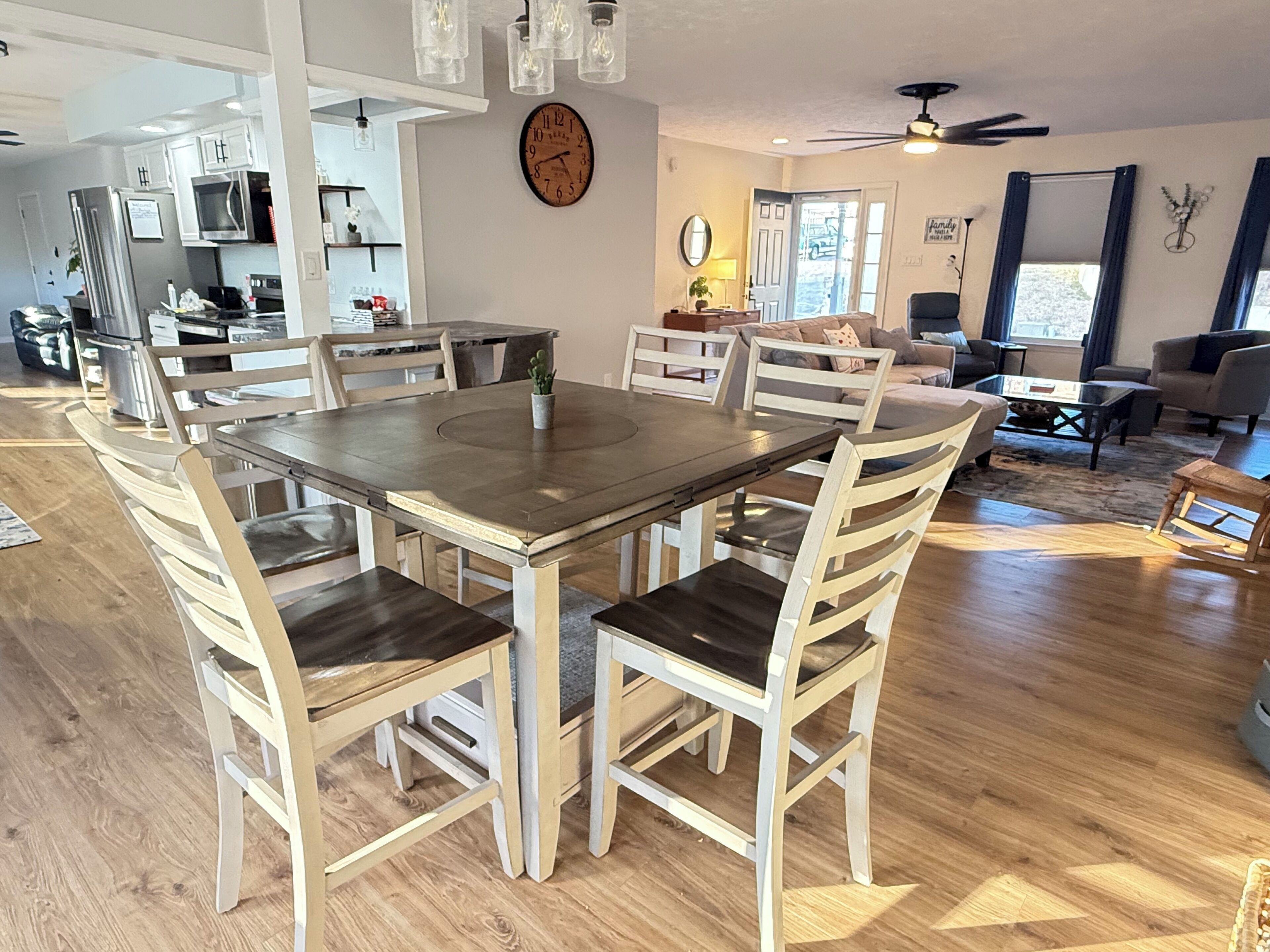 New Dining Table with room for 8 and lazy Susan 