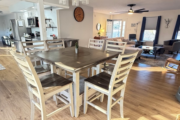 New Dining Table with room for 8 and lazy Susan
