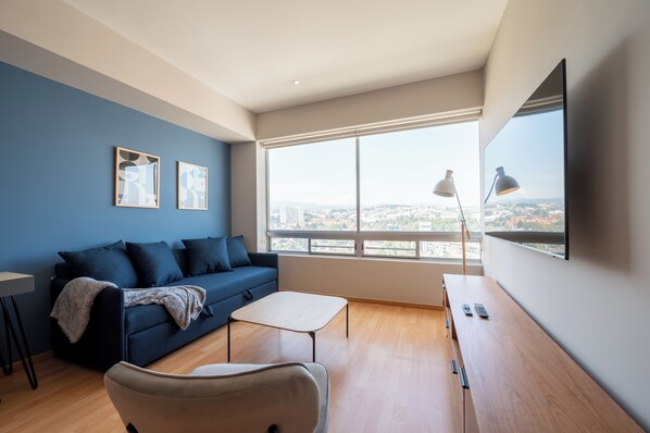 Tv, dvd-afspiller, bøger, stereoanlæg