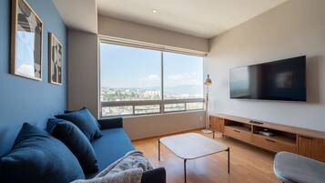 TV, DVD player, books, stereo