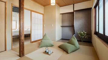 Traditional House, 2 Bedrooms, Kitchen, Garden View | Living area | 55-inch flat-screen TV with cable channels, heated floors