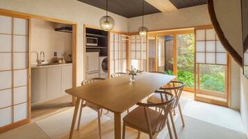 Traditional House, 2 Bedrooms, Kitchen, Garden View | Living area | 55-inch flat-screen TV with cable channels, heated floors