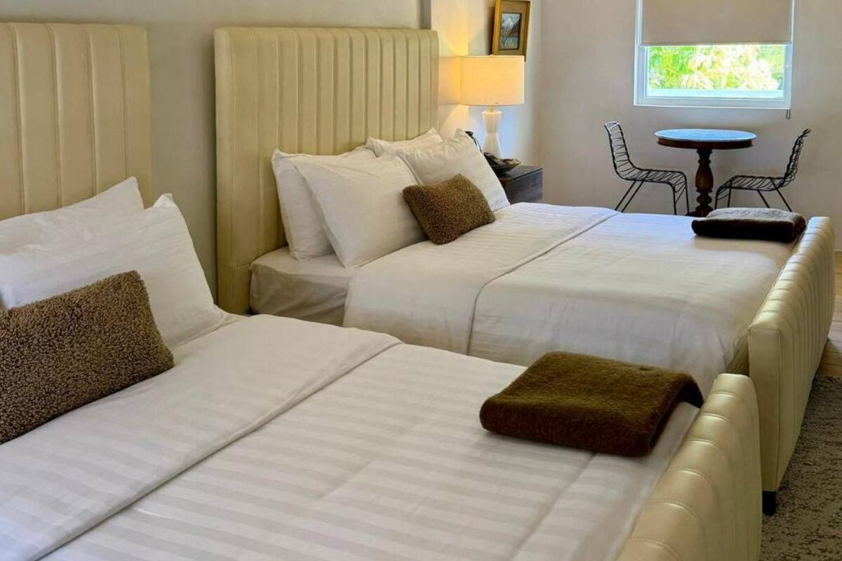 Phòng đôi hoặc 2 giường đơn dành cho gia đình, quang cảnh vườn | Bộ đồ giường cao cấp, chăn bông, nệm cao su hoạt tính (memory foam) 