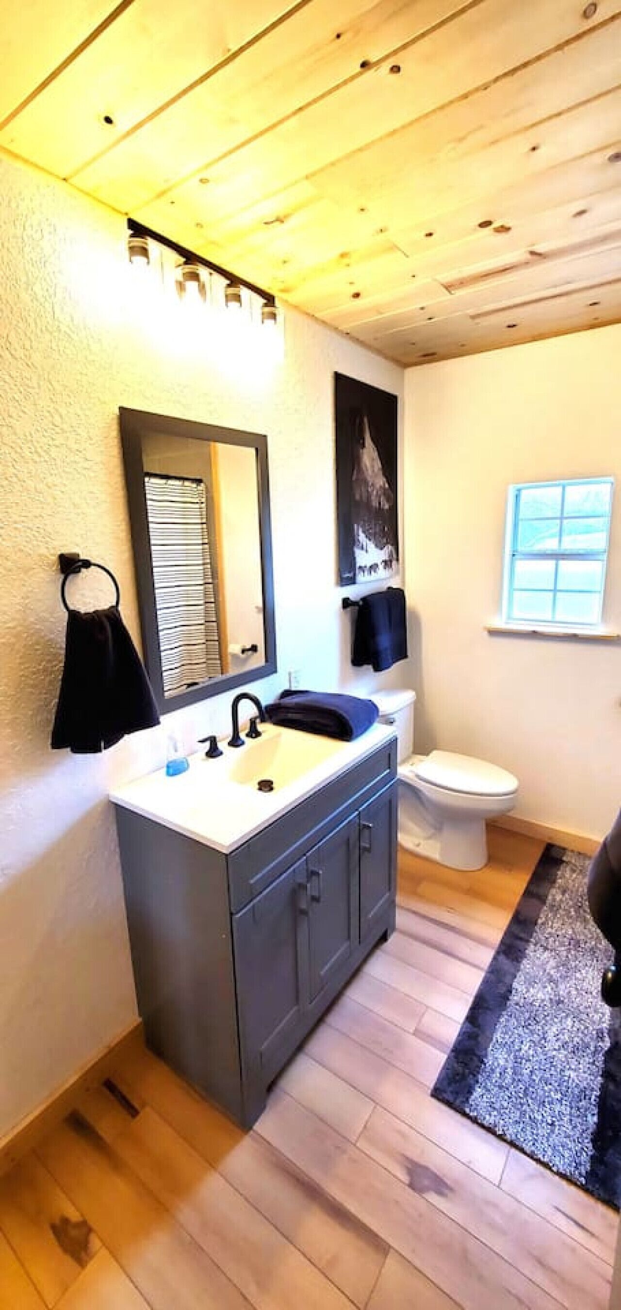 Haartrockner, Handtücher, Shampoo, Toilettenpapier