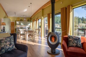 Smart-TV, Kamin, Stereoanlage