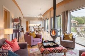 Smart TV, fireplace, stereo