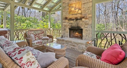Laughing Bear Lodge | Covered Deck with Woodburning Fireplace and Hot Tub!