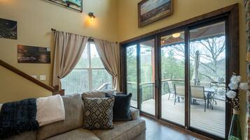 Televisie, een open haard en boeken