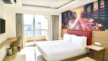 Premium bedding, minibar, desk, laptop workspace