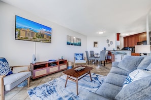 TV, DVD player - Ocean Views from Lanai, Living Room & Bedroom! Oceanfront Complex! (Kihei)