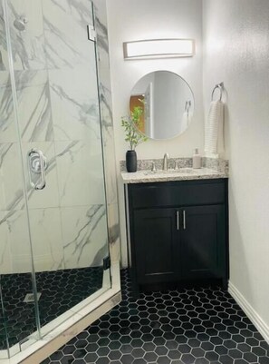 Hair dryer, towels, toilet paper