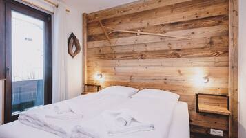 Family Apartment, Balcony, Mountain View | Frette Italian sheets, premium bedding, memory foam beds, desk