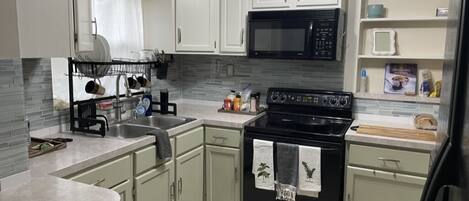 Frigorífico, microondas, horno y placa de cocina