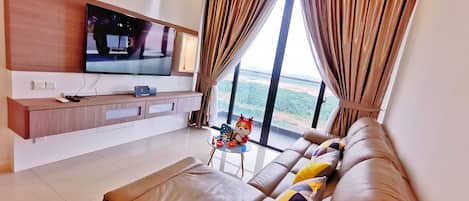 Smart TV, fireplace, video games