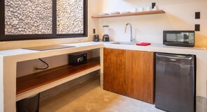 Mini-fridge, dining tables