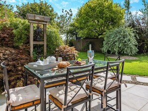 Outdoor dining - Escape to this luxurious, ground floor, detached retreat. (Longframlington)