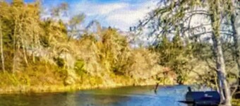 Get away on the river with fire pit and Hot Tub
