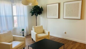 Smart TV, chimenea y libros 