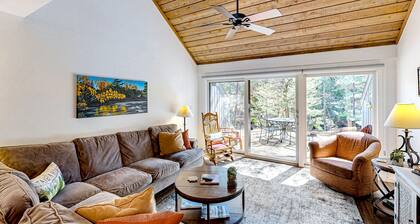 Riverfront condo with lake access, views, deck, washer/dryer, community firepit