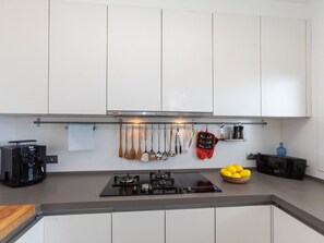 Fridge, microwave, oven, dishwasher
