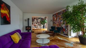 TV, fireplace