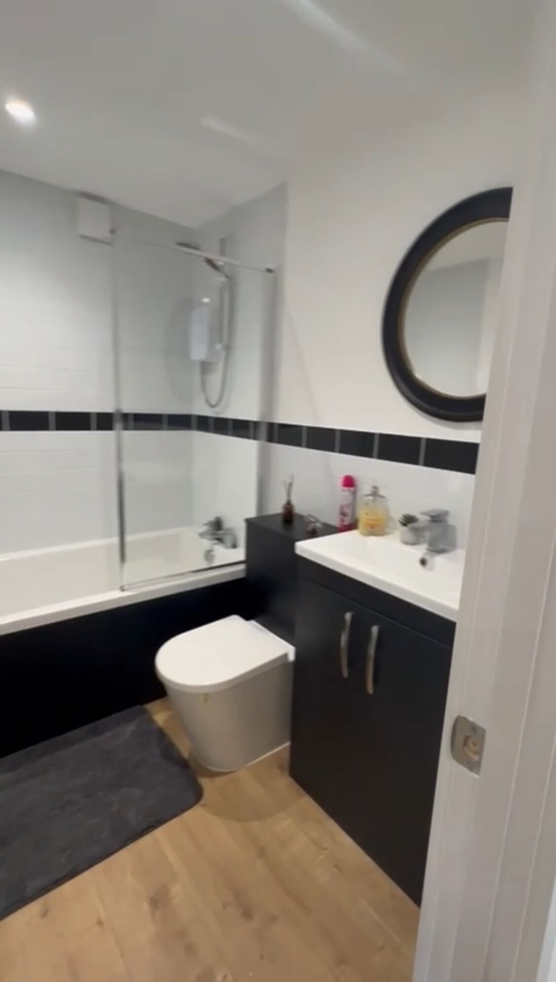 Shower, towels, soap, shampoo