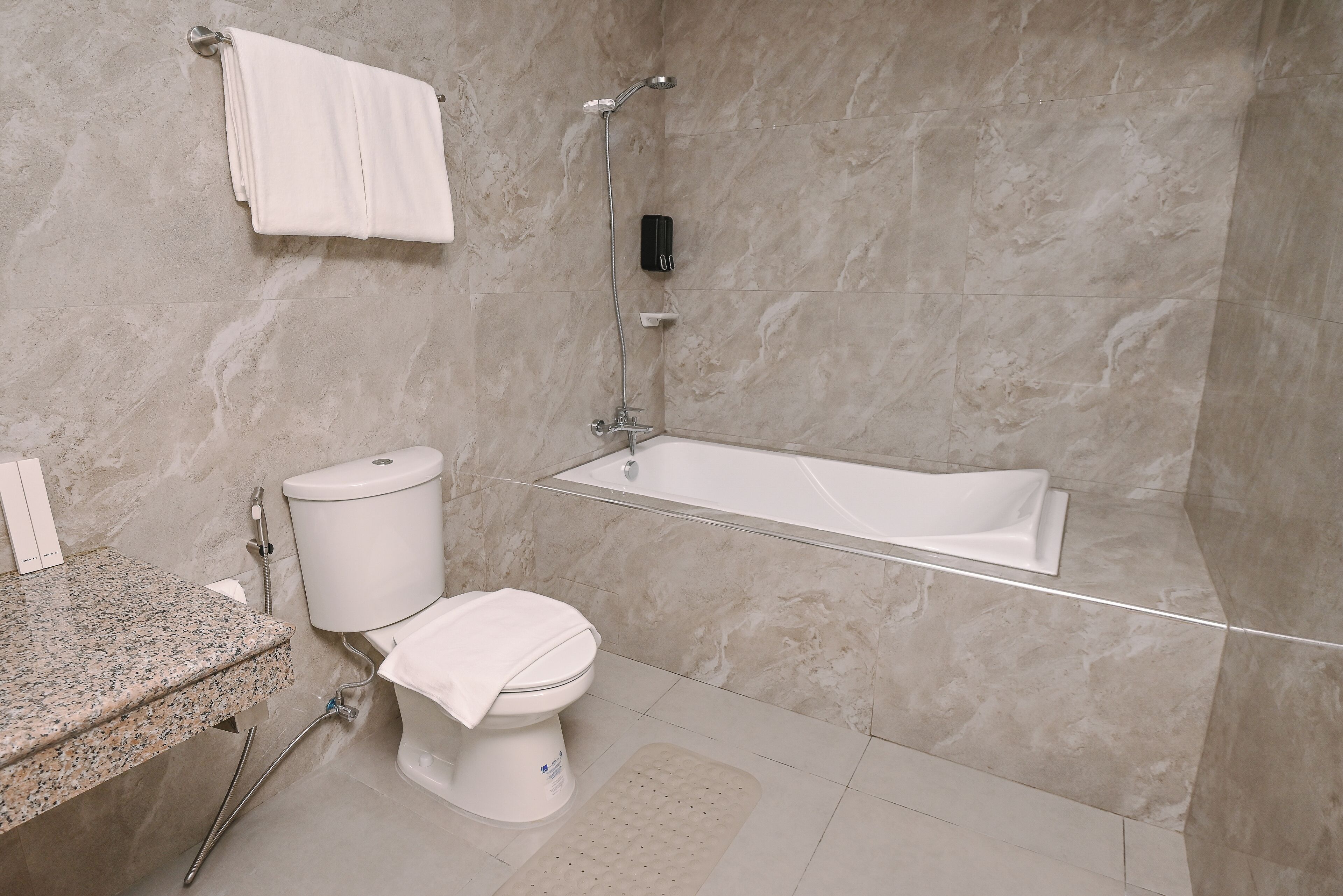 A bathroom with a toilet, sink, and a walk-in shower.